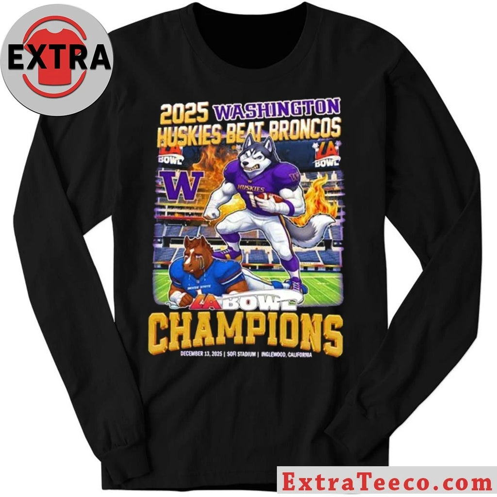 Celebrating the Washington Huskies’ victory over the Boise State Broncos in the LA Bowl on December 13, 2025, at SoFi Stadium in Inglewood, California T-Shirt