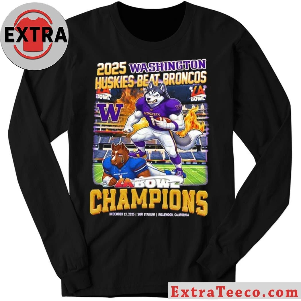 Celebrating the Washington Huskies’ victory over the Boise State Broncos in the LA Bowl on December 13, 2025, at SoFi Stadium in Inglewood, California T-Shirt