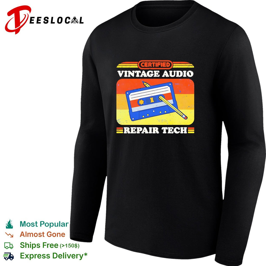 Certified vintage audio repair tech cassette tape pencil shirt