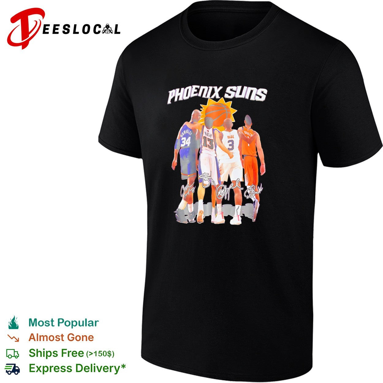 Charles Barkley Steve Nash Chris Paul Devin Booker Phoenix Suns NBA signature shirt