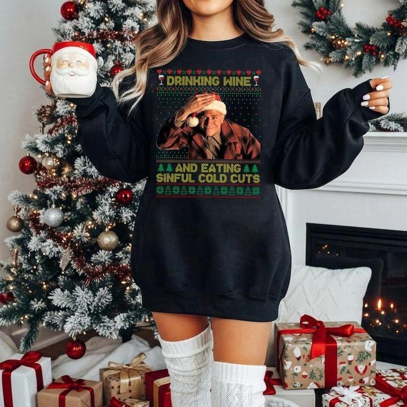 Charlie Hunnam Ed Gein Drinking Wine And Eating Sinful Cold Cuts Christmas T Shirt, sweatshirt Hoodie | PodTeesHub.com