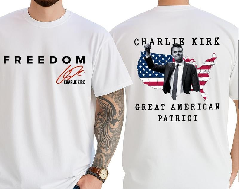 Charlie Kirk Great American Patriot T-Shirt, Unisex T-shirt, Men's Women's T-Shirt, Gift for Fan Hoodie, Sweatshirt