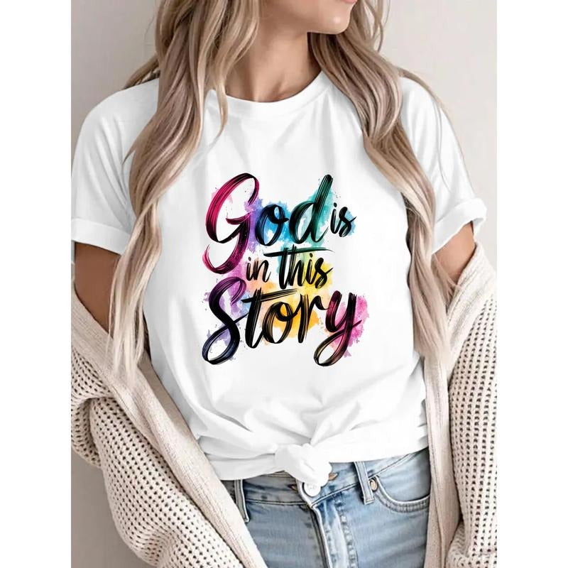 Charming Tee with a Positive Slogan "God is in this Story" and a Unique, Expressive Graphic Hoodie, Sweatshirt