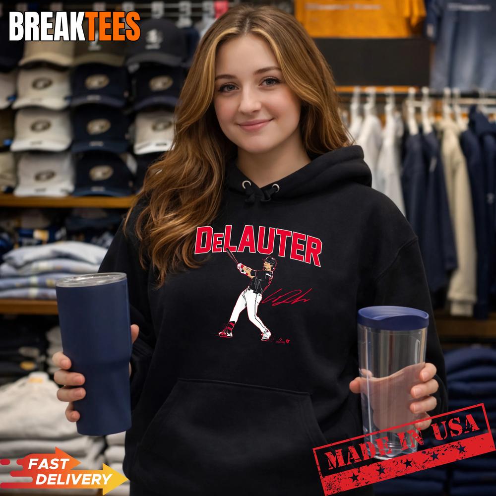 Chase DeLauter Slugger Swing Cleveland Baseball Shirt