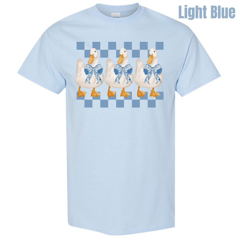 Checkered Coquette Goose Gildan Short Sleeve T-Shirt 'NLB' Hoodie, Sweatshirt | PodTeesHub.com