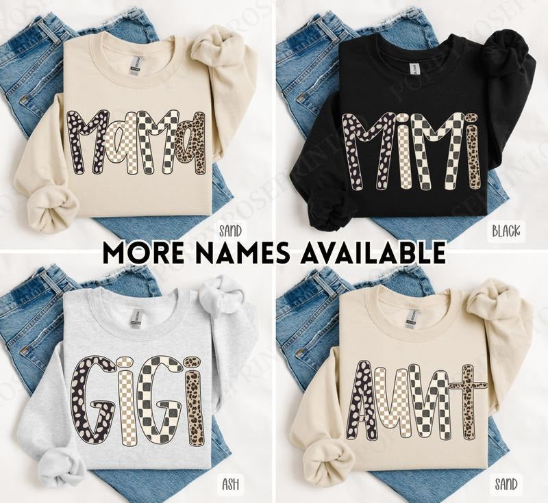 Checkered Mama - Gigi Sweatshirt, Trendy Women's Sweater T-Shirts, Hoodie | PodTeesHub.com