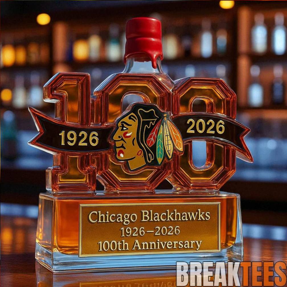 Chicago Blackhawks 100th Anniversary Whiskey Bottle