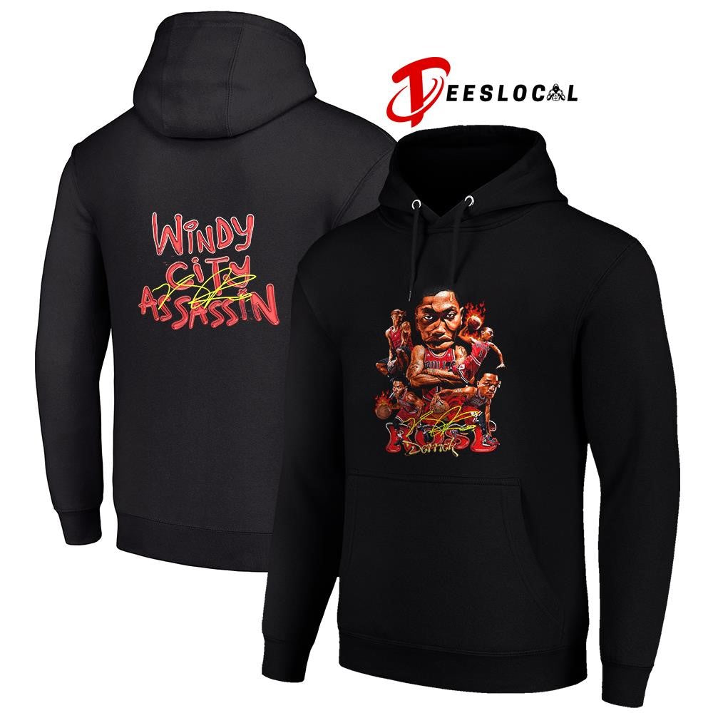 Chicago Bulls Derrick Rose Windy city Assasin signature shirt
