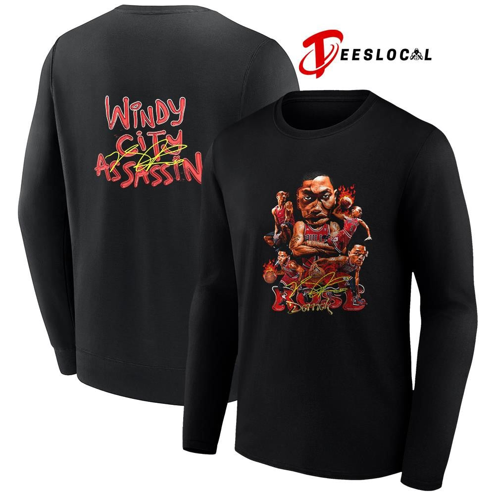 Chicago Bulls Derrick Rose Windy city Assasin signature shirt