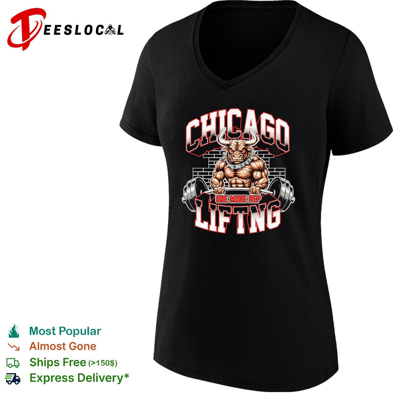Chicago Bulls bull lifting one more rep weightlifting shirt