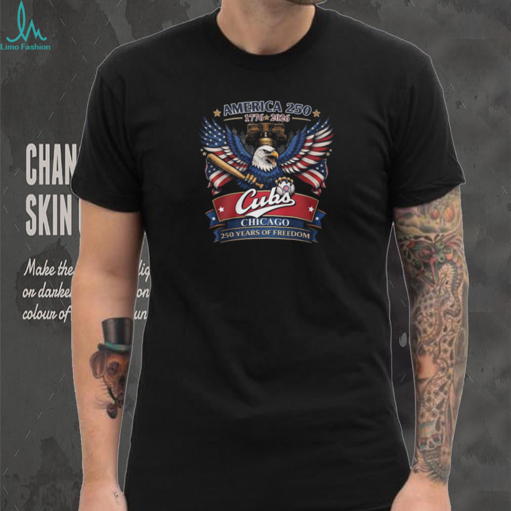 Chicago Cubs America 250th Anniversary Eagle Baseball Bat Patriotic Liberty T Shirt
