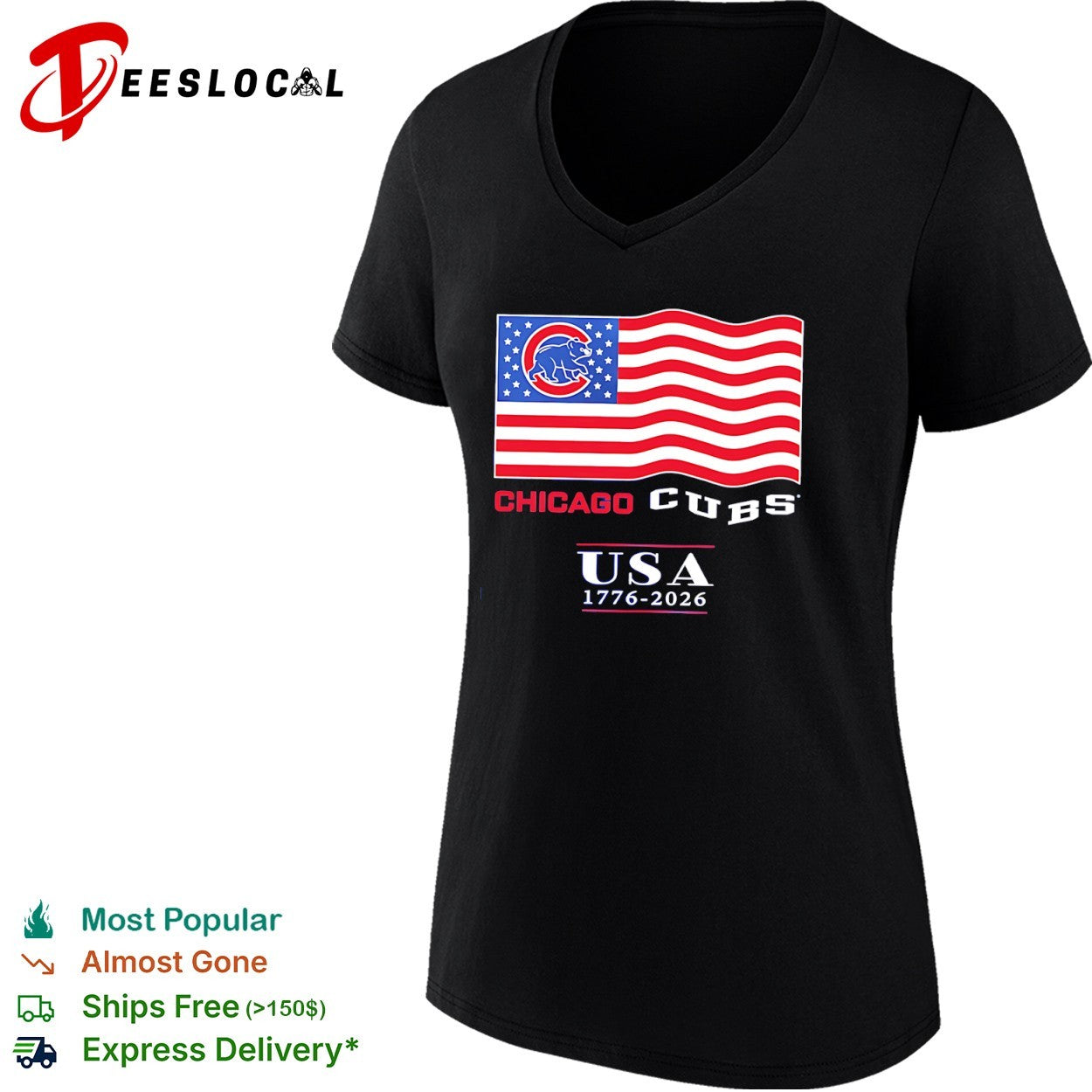 Chicago Cubs USA 1776 2026 American Flag Logo MLB shirt