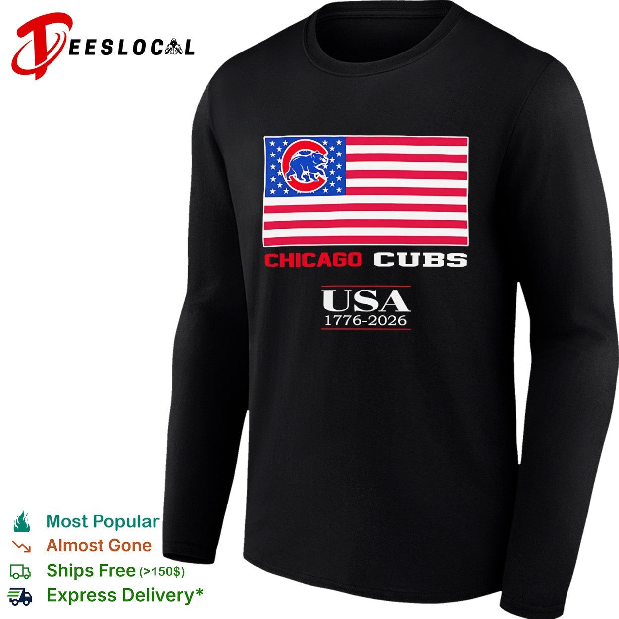 Chicago Cubs USA 1776 2026 USA flag shirt