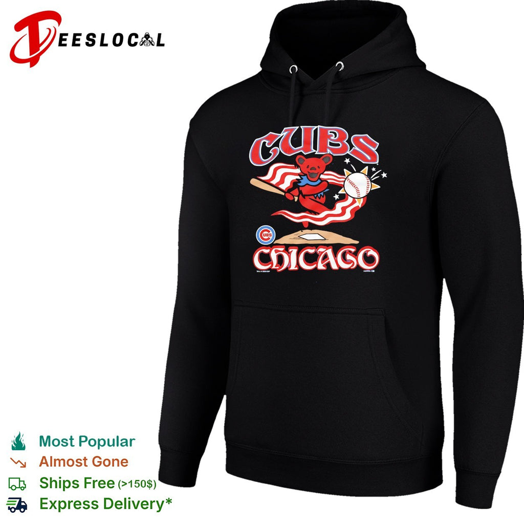 Chicago Cubs x Grateful Dead dancing bear Chicago graphic shirt