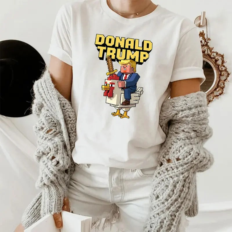 Chicken Jockey Trump Shirt, Funny Trump Shirt, Funny Meme Chicken Tee, Quirky Cotton Graphic Tee, Hilarious Gaming Gift,...