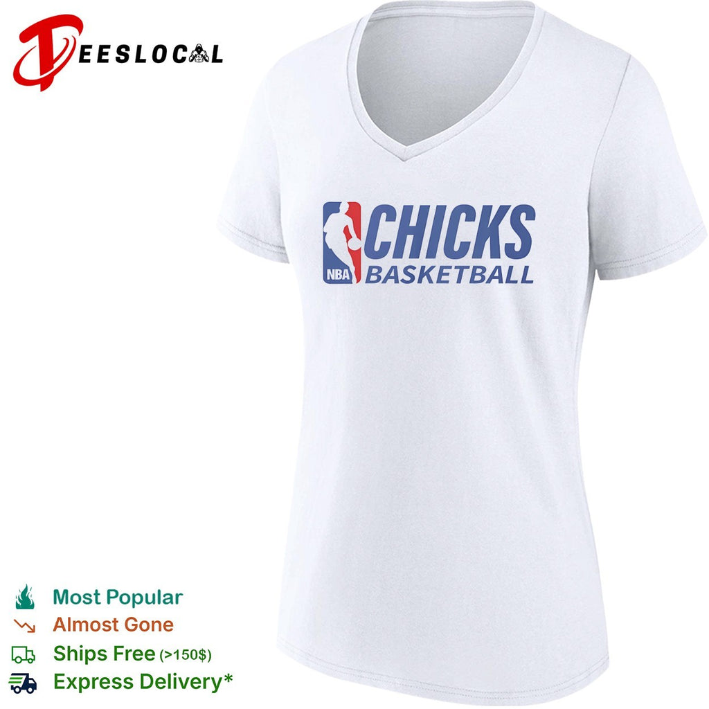 Chicks basketball NBA logo parody shirt