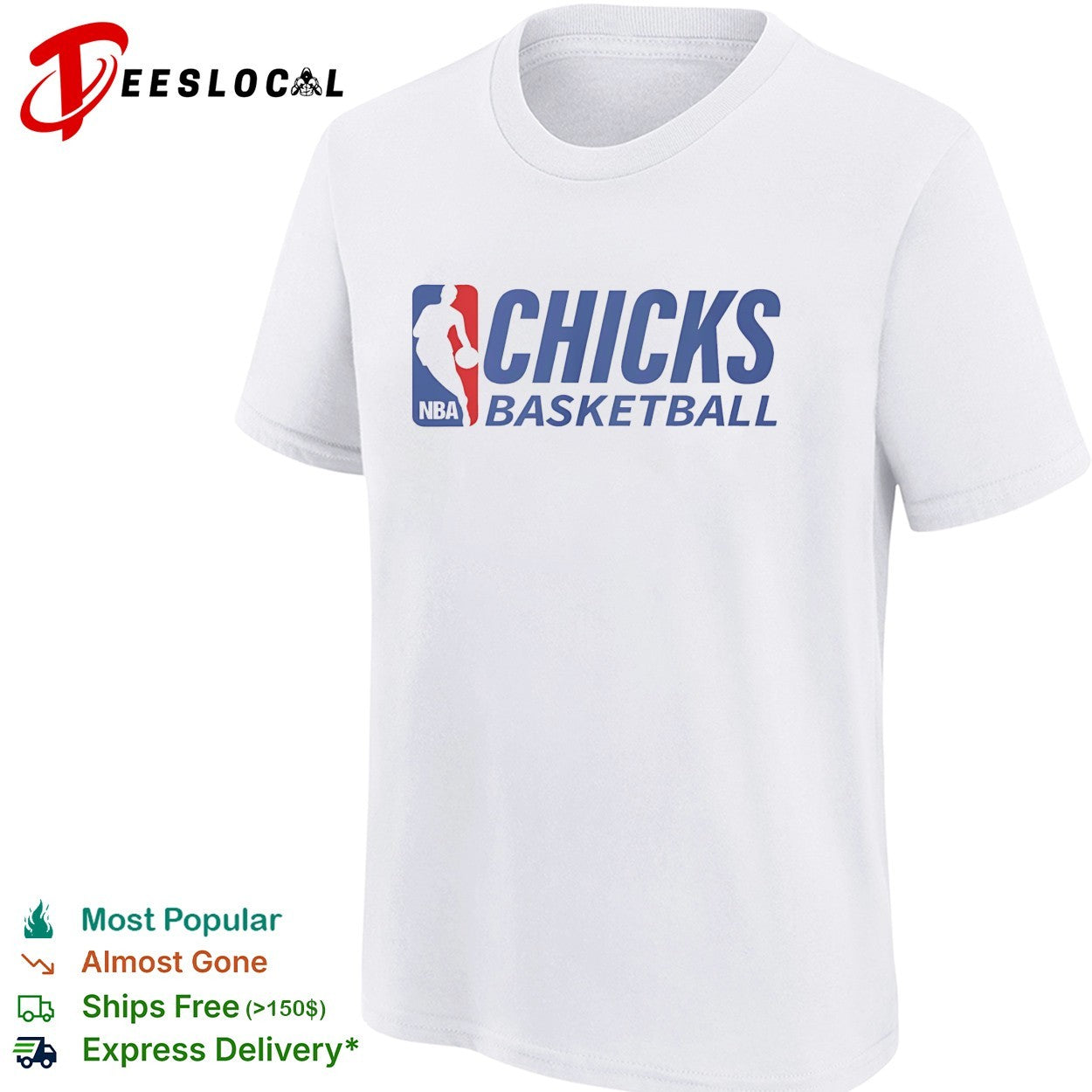 Chicks basketball NBA logo parody shirt