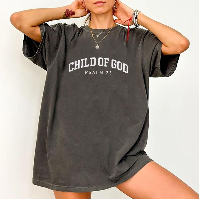 Child Of God Shirt, Psalm 23, Christian Simple Quote Unisex Tee, Bible Verse Printed Women Tops, Vintage Christian Shirt,...