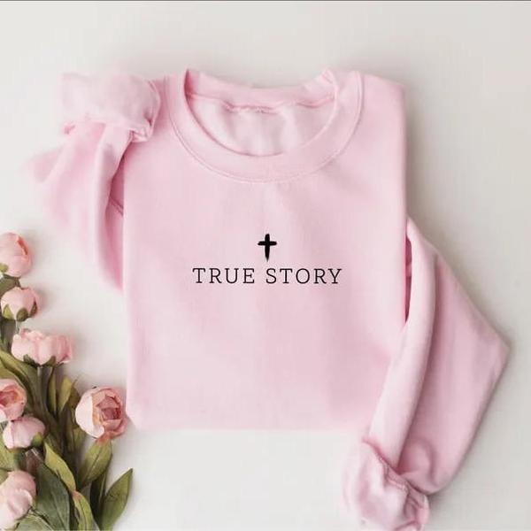 Christian Christmas sweatshirt with 'True Story' design, faith-based religious Hoodie, perfect Jesus lover gift, Bible...