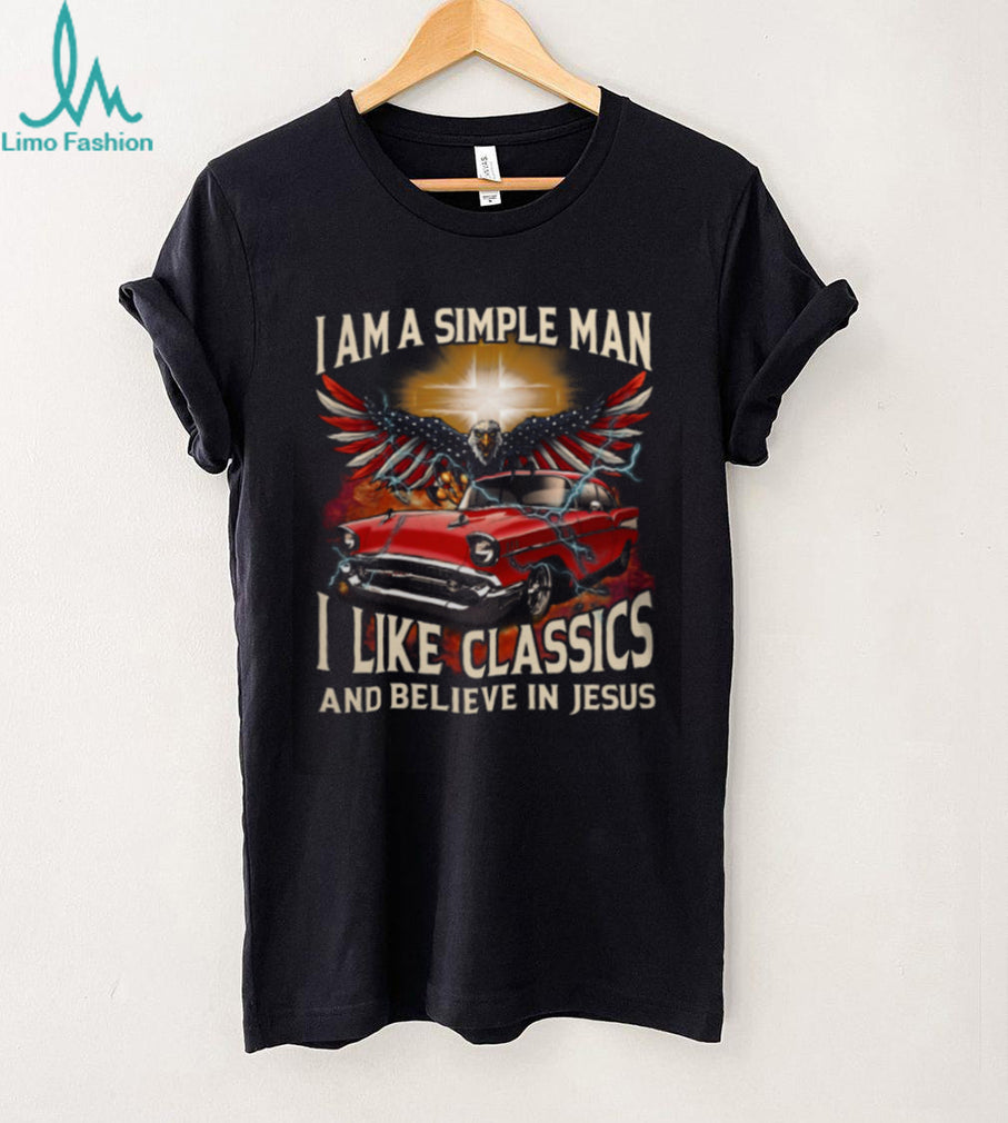 Christian Classic Car Eagle Simple Man Faith Cross Shirt