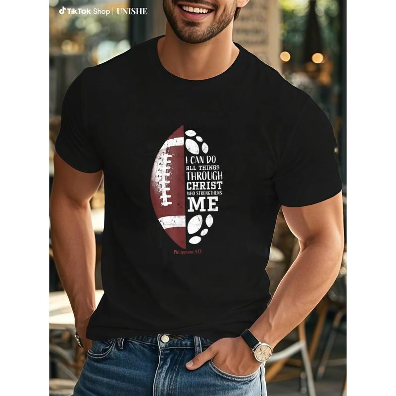 Christian Football Black Tee with Maroon & White Graphic and Motivating Scripture Message Hoodie, Sweatshirt | PodTeesHub.com