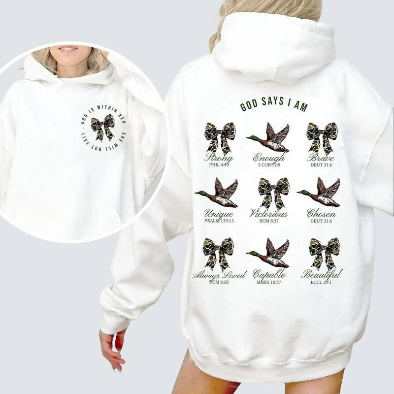 Christian God Say I Am Camo Mallard Hunting Two-sides Hoodie - Sweater