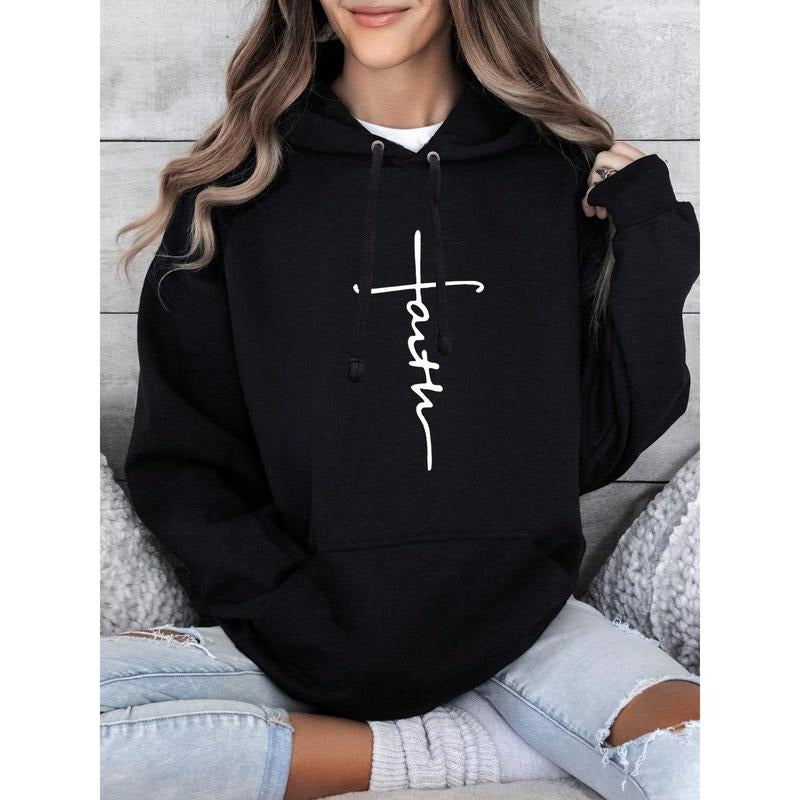 Christian Hoodie, Faith Shirt Faith Graphic Long Sleeve Sweatshirt, Stylish And Comfortable Hoodie, A Double-Layer Hood...