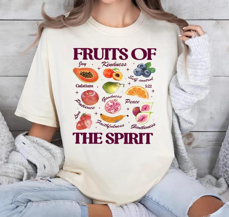 Christian Shirt Fruits of the Spirit T-Shirt, Fruits and Gifts of the Holy Spirit Retro Jesus Apparel Floral Graphic...