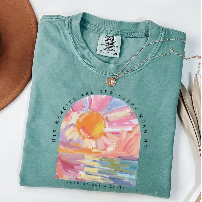 Christian Shirt His Mercies Are New Every Morning Bible Verse Shirt Religious Women Gift Faith Tee Christian Gifts Jesus...