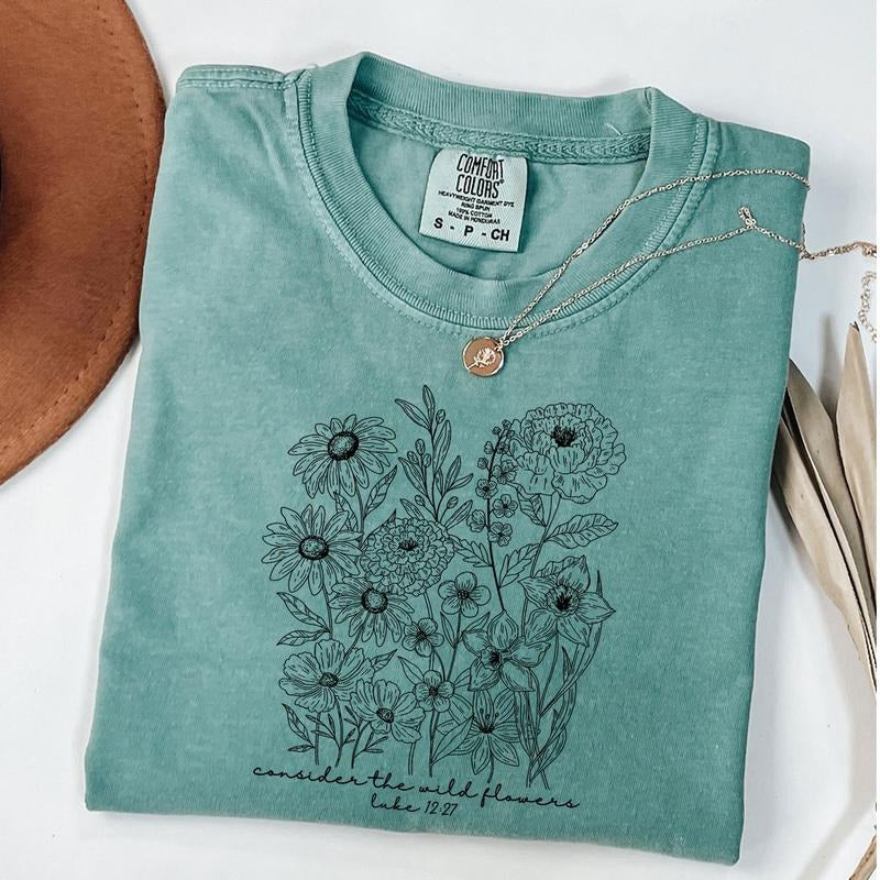 Christian Shirt, Bible Verse Shirt, Faith T-shirt, Christian Floral Shirt, Christian Shirts, Wildflower Christian Tee...