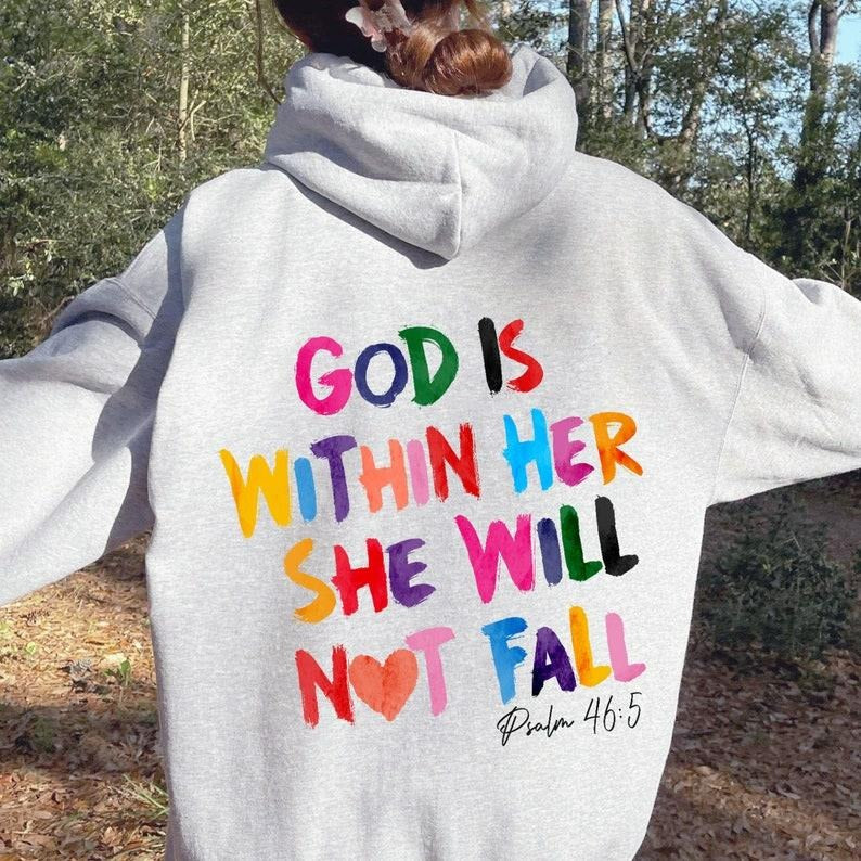 Christian Sweatshirt,God Is Within Her She Will Not Fall Sweat,Christian Bible Verse Sweatshirt,Easter Religious...