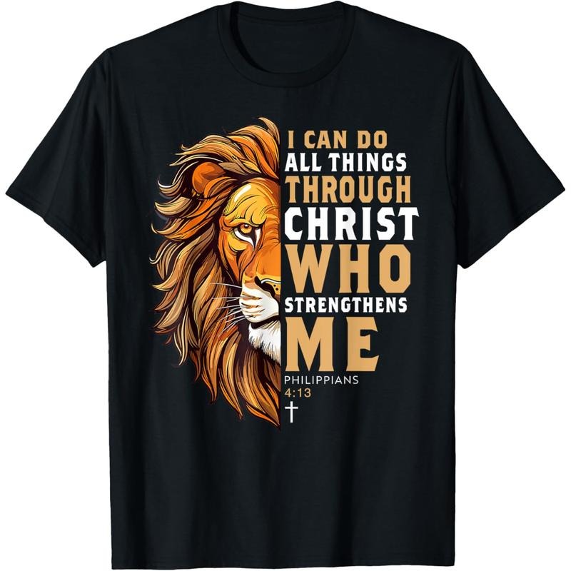 Christian T-shirt Christian I Can Do All Things Through Christ Lion T-Shirt tokwear Tee Hoodie, Sweatshirt | PodTeesHub.com