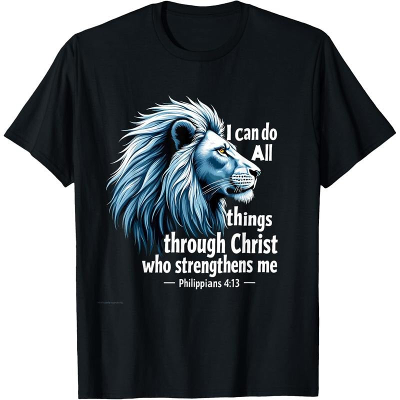 Christian T-shirt I Can Do All Things Through Christ Christian Jesus Lion T-Shirt tokwear Tee Hoodie, Sweatshirt