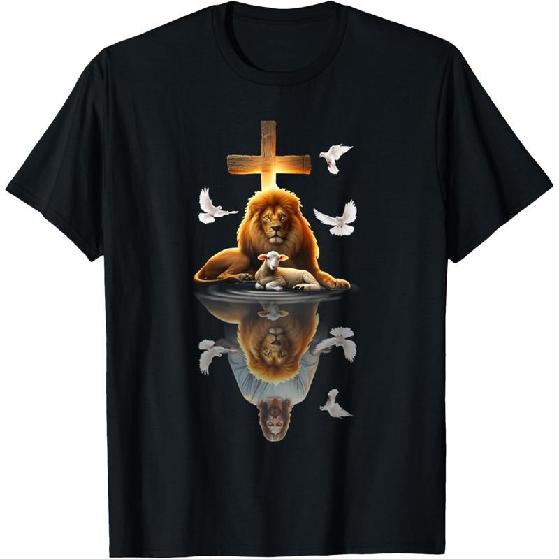 Christian T-shirt Jesus Lion And Lamb Cross Jesus Christ T-Shirt tokwear Tee Hoodie, Sweatshirt | PodTeesHub.com