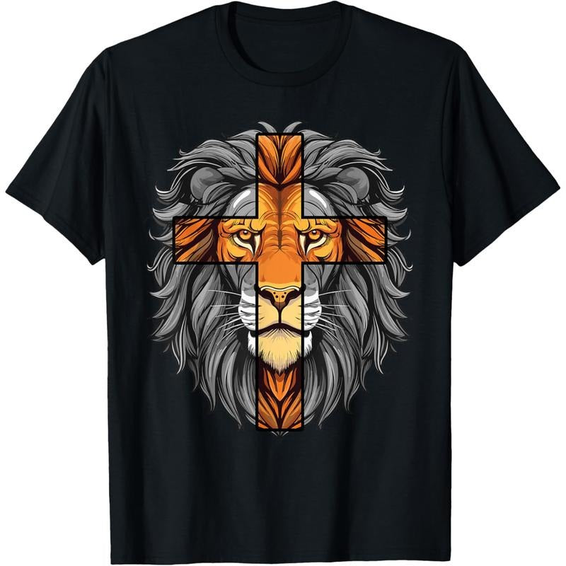 Christian T-shirt Lion of Judah Christian Cross of Jesus Christ T-Shirt tokwear Tee Hoodie, Sweatshirt | PodTeesHub.com