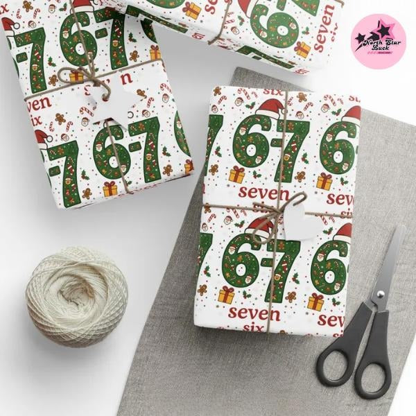 Christmas 67 Funny Meme Gift Wrap, Six Seven Christmas, 67 Christmas Gift Wrap, Christmas Wrapping Paper, Christmas...