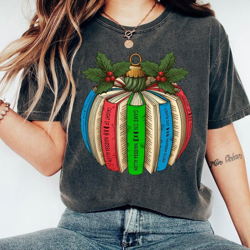 Christmas Book Pumpkin T-Shirt, Lights Out & Caught Up & Game On Sweatshirt, Retro Winter Christmas Hoodie, Dark Romance...
