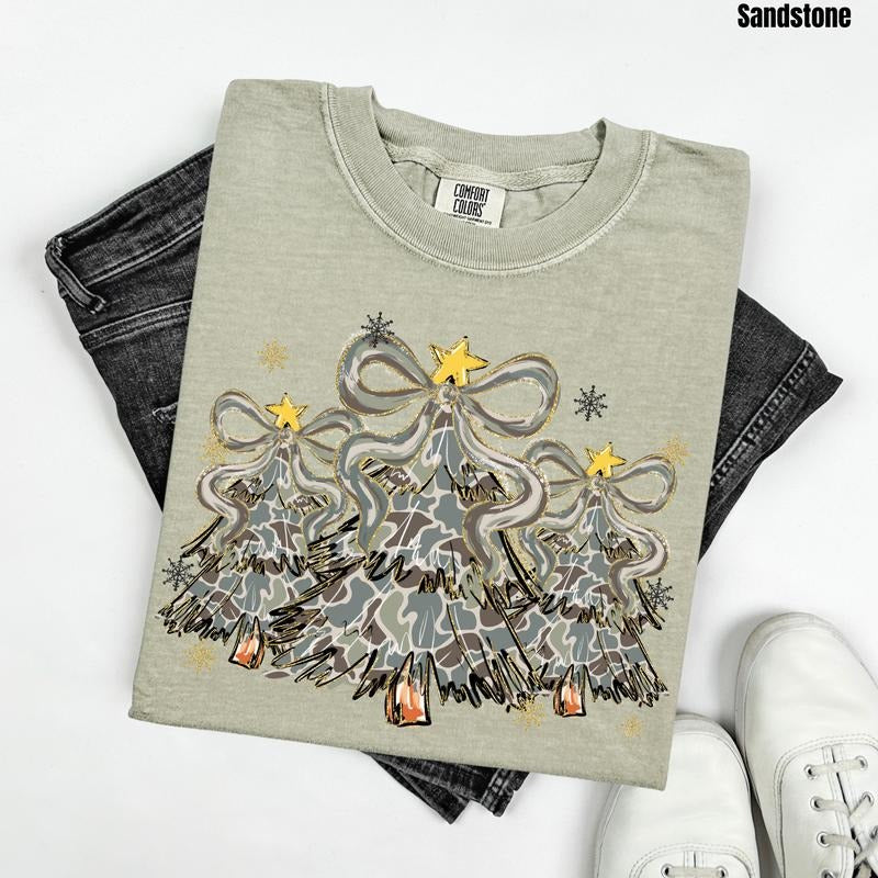 Christmas Camo Trees Comfort Colors T-Shirt 'NLB' Hoodie, Sweatshirt | PodTeesHub.com