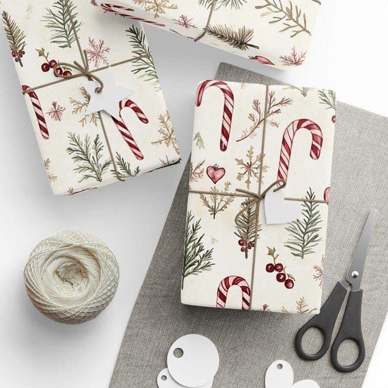 Christmas Candy Cane Heart Green Gift Wrap Rolls Wrapping Paper Rolls Christmas Gift Wrap Birthday Wrapping T-Shirts,...