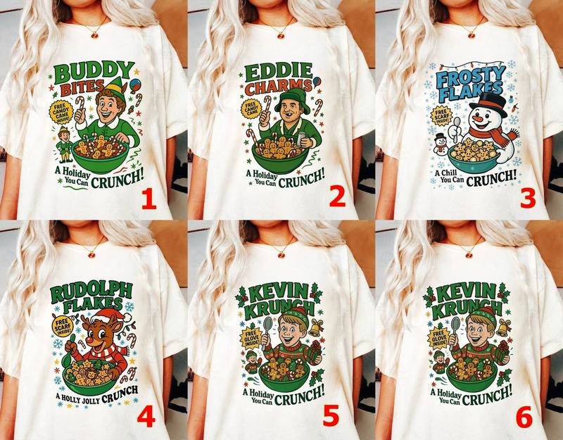 Christmas Cereal Unisex T-shirt, Cereal Christmas Movies Shirt, Retro Christmas Movies Shirts, Christmas Charm Shirt,...