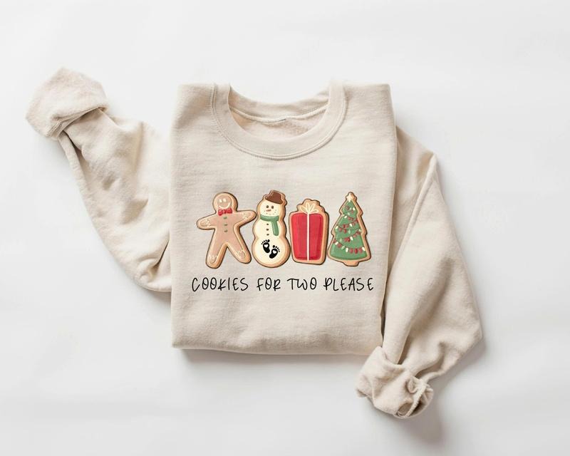Christmas Cookies For Two Please Pregnancy Announcement Christmas Sweatshirt, Pregnancy Reveal Christmas Sweater,...