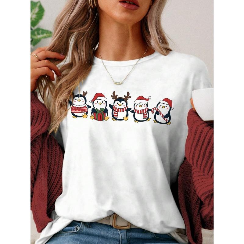 Christmas Cute Santa Claus Costume Casual Round Neck Short Sleeve Fitted Women T-Shirt, Cotton For Summer Hoodie, Sweatshirt