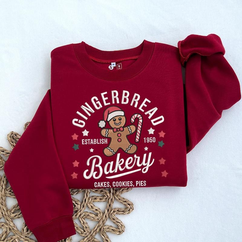Christmas Gingerbread Bakery Embroidered Sweatshirt, Christmas Cookie Sweatshirt, Holiday sweater, Christmas Sweater...