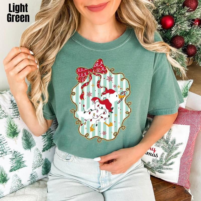 Christmas Goose & Stripes Comfort Colors T-Shirt 'BFNLB' Hoodie, Sweatshirt | PodTeesHub.com