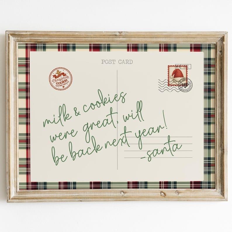 Christmas Postcard Print Poster, Funny Christmas Wall Art, Holiday Postcard Decor, Christmas Aesthetic, Santa Print...