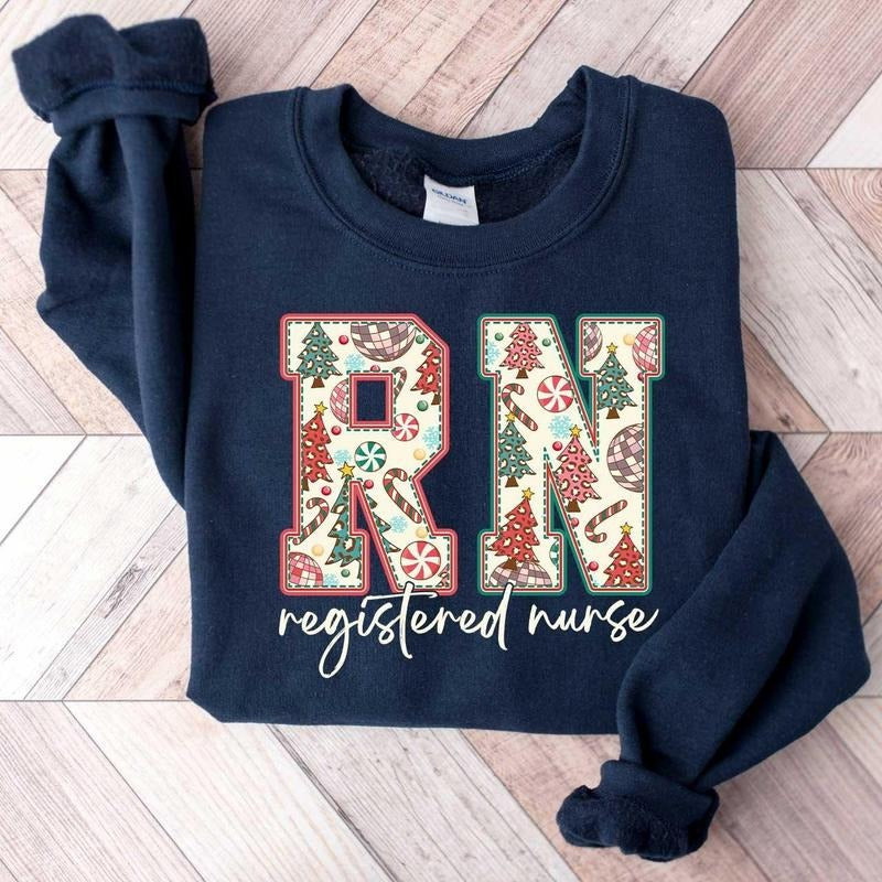 Christmas Registered Nurse Sweatshirt, Nurse Shirt For Christmas, Christmas Crew Nurse Shirt, Registered Nurse Crew...