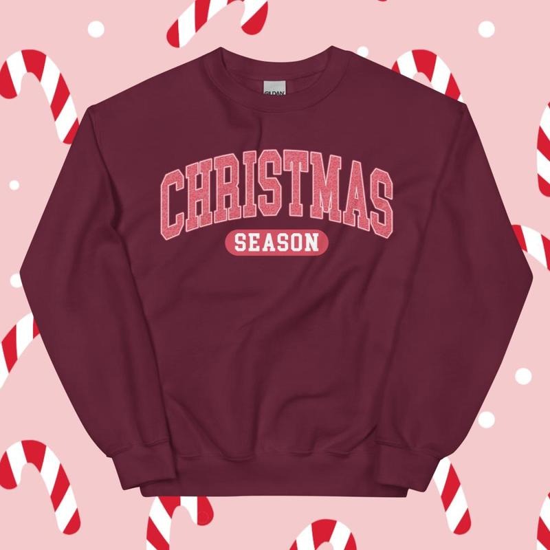 Christmas Season Unixes Holiday Sweatshirt - Unisex Apparel Relaxed Fit Printed In The USA Clothing Womenswear Casual...