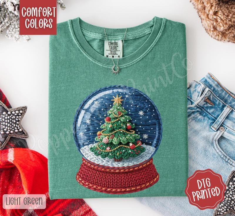 Christmas Snow Globe Comfort Colors, Trendy Women's Winter Tshirt Hoodie, Sweatshirt | PodTeesHub.com