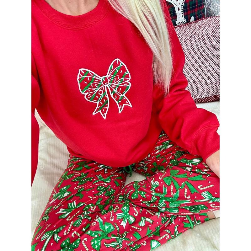 Christmas Sprinkle Bow Embroidered Sweatshirt T-Shirts, Hoodie | PodTeesHub.com