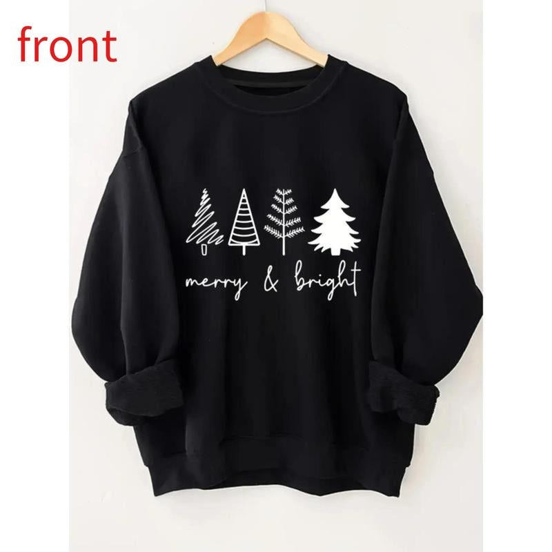Christmas Tree Print Pullover Sweatshirt, Casual Long Sleeve Crew Neck Sweatshirt For Fall & Winter, Women's Clothing...